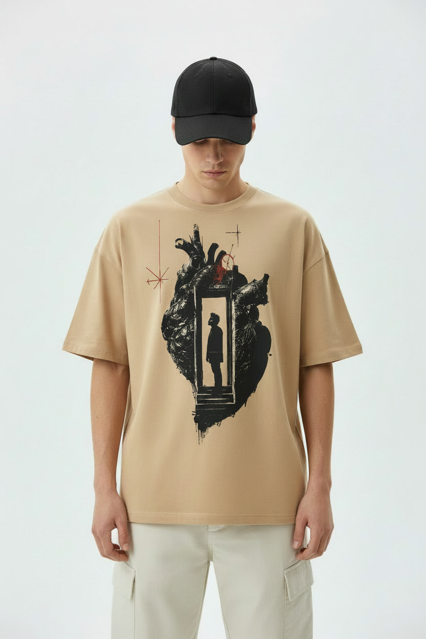 Caucasian Male – Cream Tee, More Tilt