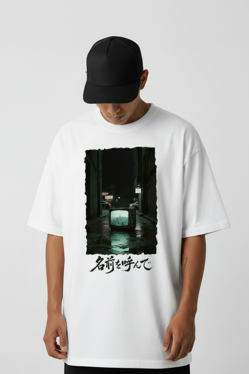 Ghost Frequency White Tee - Male Model 1