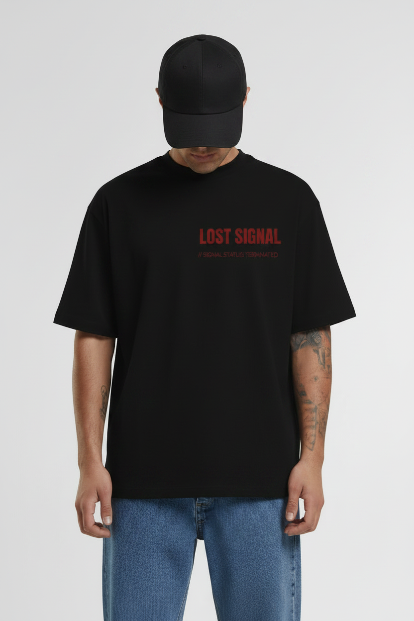 Male Front - Lost Signal Black Tee